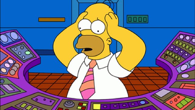 homer en train de se prendre la tête dans les mains en salle de contrôle