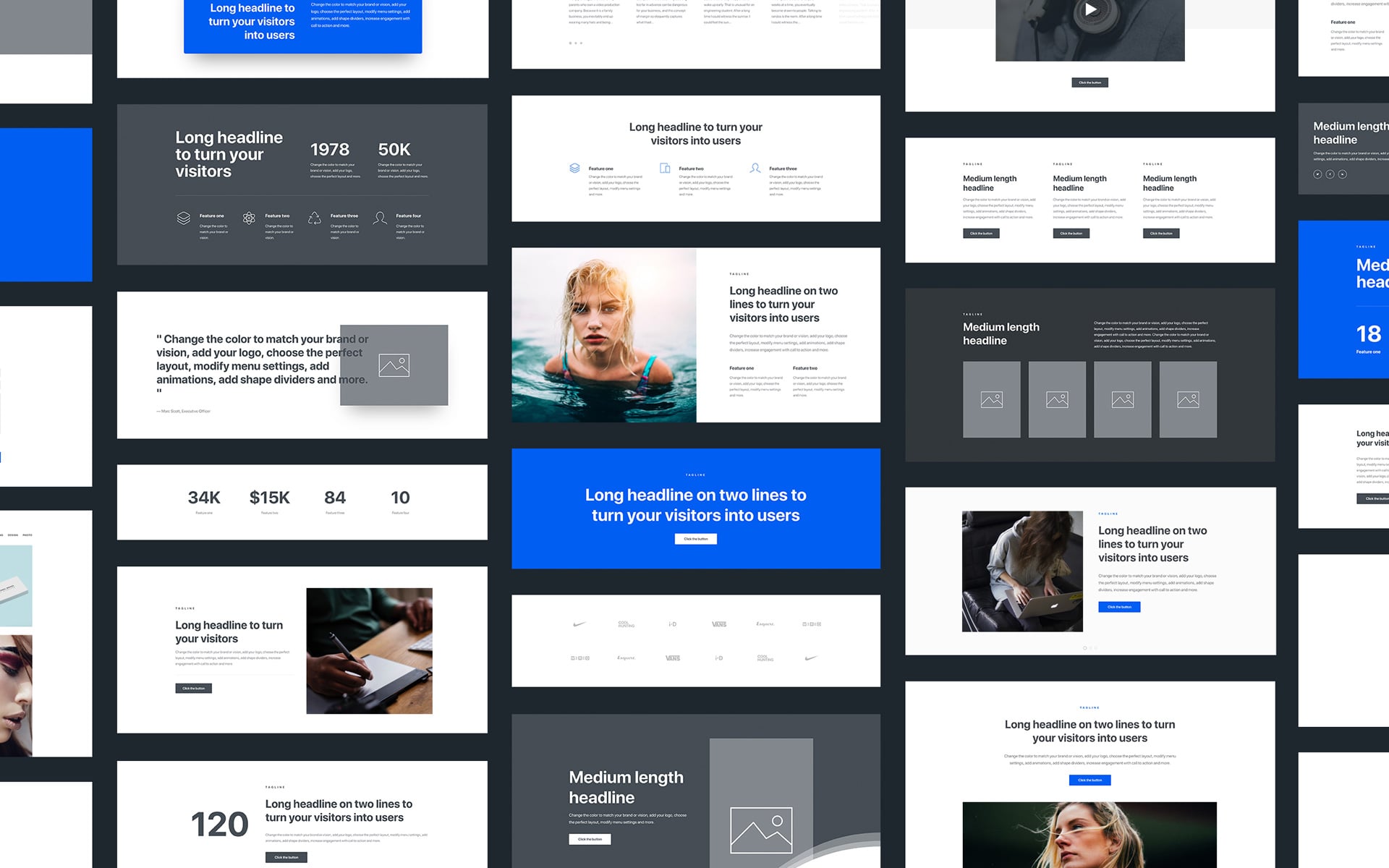 Blocs fonctionnels disponibles dans le thème Wordpress Uncode.